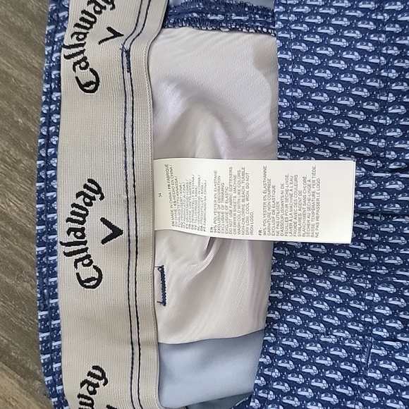 Never worn new  Sz 34 blue with print Callaway 4 way stretch golf shorts - Picture 3 of 4